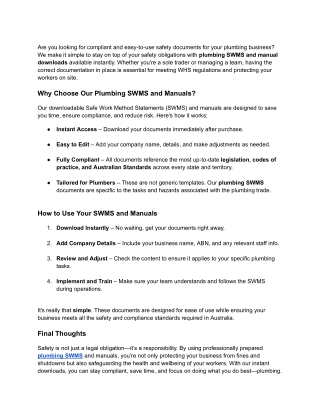 plumbing swms