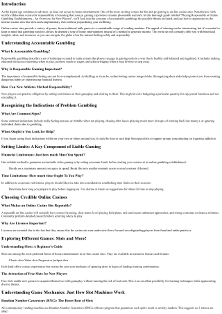 Playing Sensibly at Online Casino Sites-- A Guide for New Players