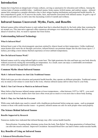 Infrared Saunas Uncovered: Myths, Facts, and Benefits