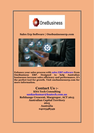 Sales Erp Software | Onebusinesserp.com