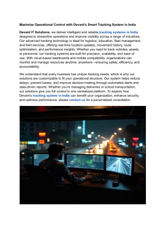 Maximize Operational Control with Devant’s Smart Tracking System in India