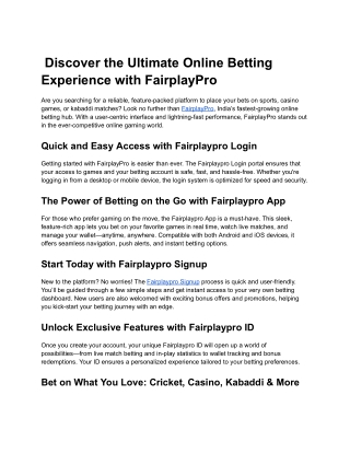 FairplayPro_ Your Gateway to Cricket, Casino, and Kabaddi Betting