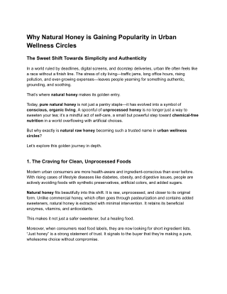 Why Natural Honey is Gaining Popularity in Urban Wellness Circles
