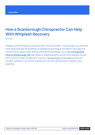 How a Scarborough Chiropractor Can Help With Whiplash Recovery