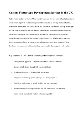 Custom Flutter App Development Services in the UK