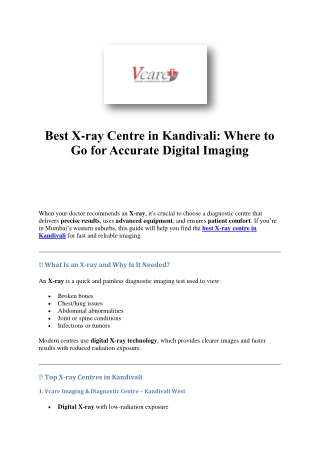 Best X-ray Centre in Kandivali – Safe, Fast & Affordable