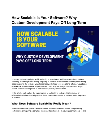 how scalable is your software why custom