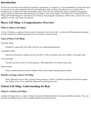 **The Perfect Pair: Using Patient Lift Slings and Portable Ramps for Safe Home C