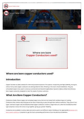 Applications and Manufacturing of Bare Copper Conductors