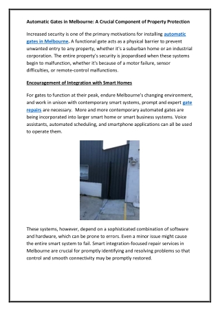Automatic Gates in Melbourne A Crucial Component of Property Protection