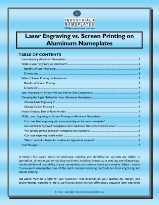 Laser Engraving vs Screen Printing on Aluminum Nameplates