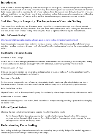 Seal Your Way to Longevity: The Importance of Concrete Sealing