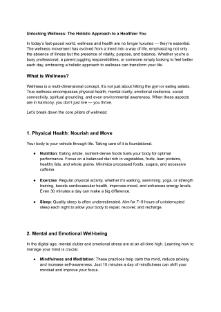 Unlocking Wellness_ The Holistic Approach to a Healthier You