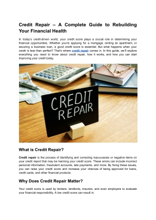 Credit Repair – A Complete Guide to Rebuilding Your Financial Health