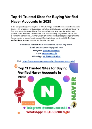 Top 11 Trusted Sites for Buying Verified Naver Accounts in 2025