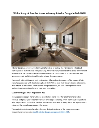 White Story A Premier Name in Luxury Interior Design in Delhi NCR