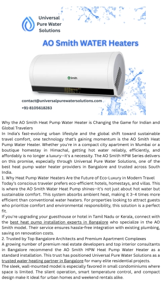 famous heat pump systems trusted in Bangalore.