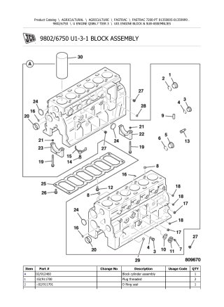 JCB 7200 PT FASTRAC Parts Catalogue Manual Instant Download (SN 01350005-01359999)