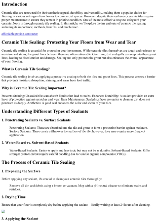 Ceramic Tile Sealing: Protecting Your Floors from Wear and Tear