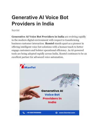 Generative AI Voice Bot Providers in India