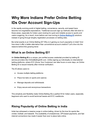 Why More Indians Prefer Online Betting IDs Over Account Sign-Ups