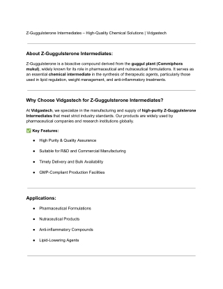 Z-Guggulsterone Intermediates – High-Quality Chemical Solutions _ Vidgastech