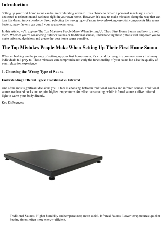 The Top Mistakes People Make When Setting Up Their First Home Sauna