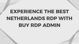 Experience the Best Netherlands RDP with Buy RDP Admin