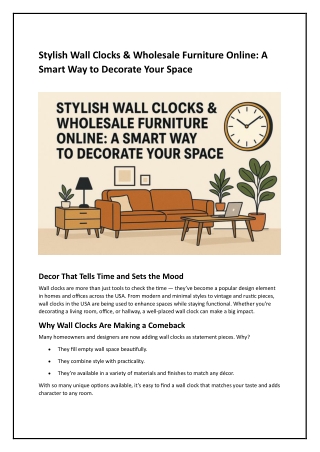 Stylish Wall Clocks & Wholesale Furniture Online: A Smart Way to Decorate Your S