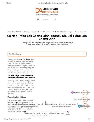 Có nên tráng lốp chống đinh không_ Địa chỉ tráng lốp