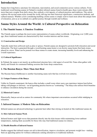 Sauna Styles Around the World: A Cultural Perspective on Relaxation