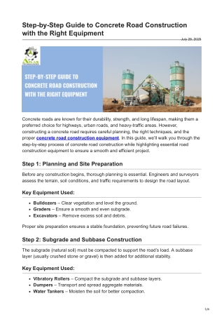 Step-by-Step Guide to Concrete Road Construction with the RightEquipment