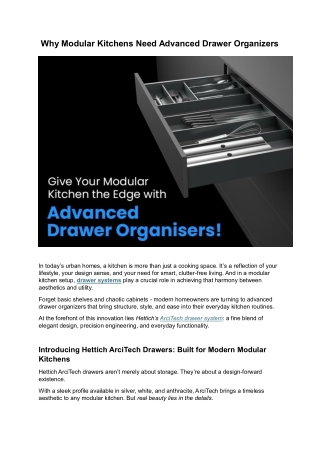 Why Modular Kitchens Need Advanced Drawer Organizers