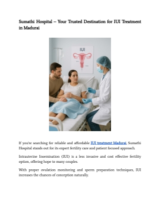 Sumathi Hospital – Your Trusted Destination for IUI Treatment in Madurai