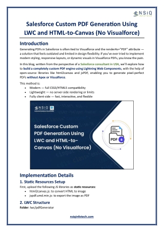 Salesforce Custom PDF Generation Using LWC and HTML-to-Canvas (No Visualforce)