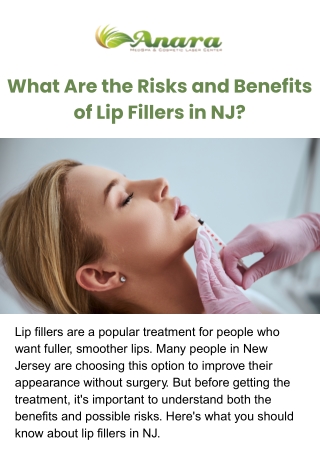 What Are the Risks and Benefits of Lip Fillers in NJ