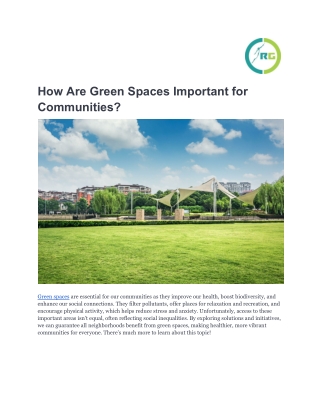 How Are Green Spaces Important for Communities_