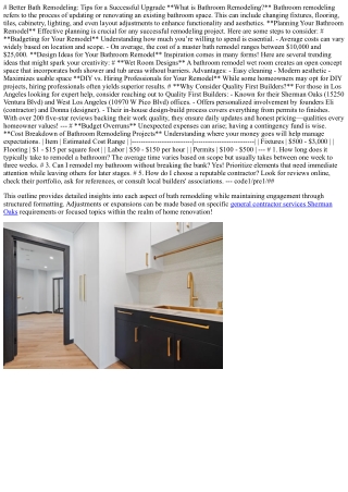 Better Bath Remodeling: Tips for a Successful Upgrade