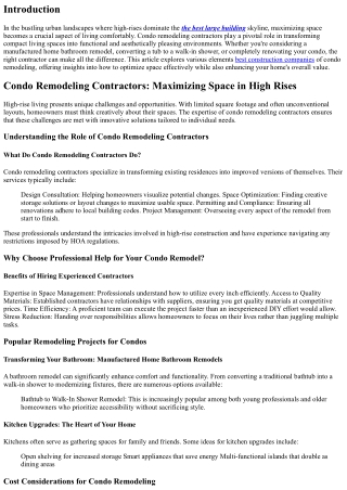Condo Remodeling Contractors: Maximizing Space in High Rises
