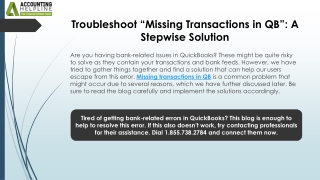 troubleshoot missing transactions in qb a stepwise solution