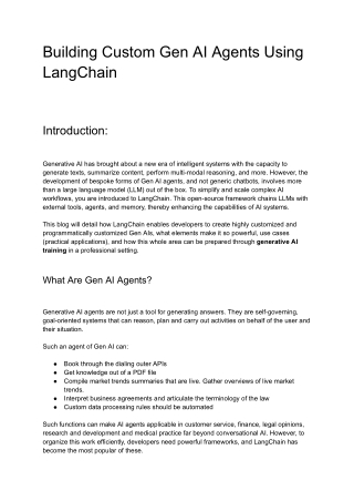Building Custom Gen AI Agents Using LangChain