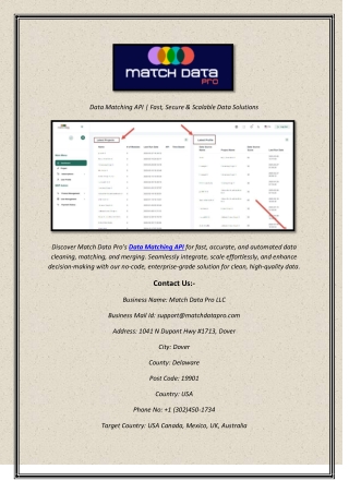 data matching api fast secure scalable data
