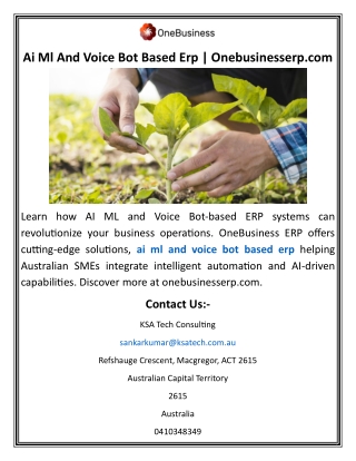 Ai Ml And Voice Bot Based Erp  Onebusinesserp
