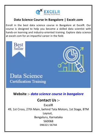 Data Science Course In Bangalore  Excelrcom