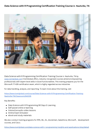 Data Science with R Programming Certification Training  Course in  Nashville, TN