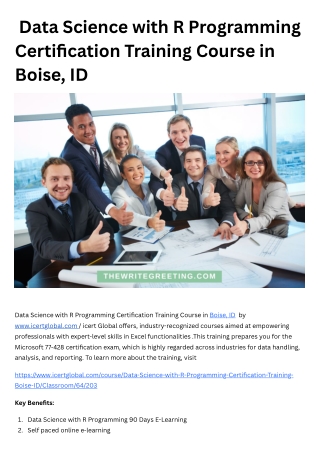 Data Science with R Programming Certification Training Course in Boise, ID