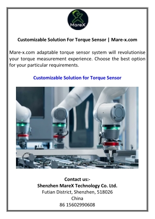 Customizable Solution For Torque Sensor  Mare-x.com
