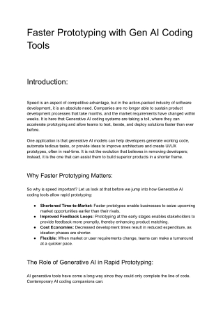 Faster Prototyping with Gen AI Coding Tools
