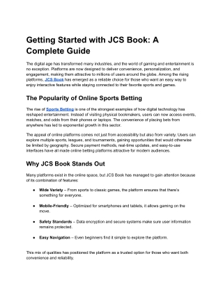 Getting Started with JCS Book: A Complete Guide