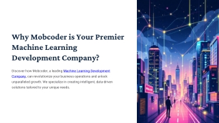 Discover how Mobcoder, a leading Machine Learning Development Company, can revolutionize your business operations and un